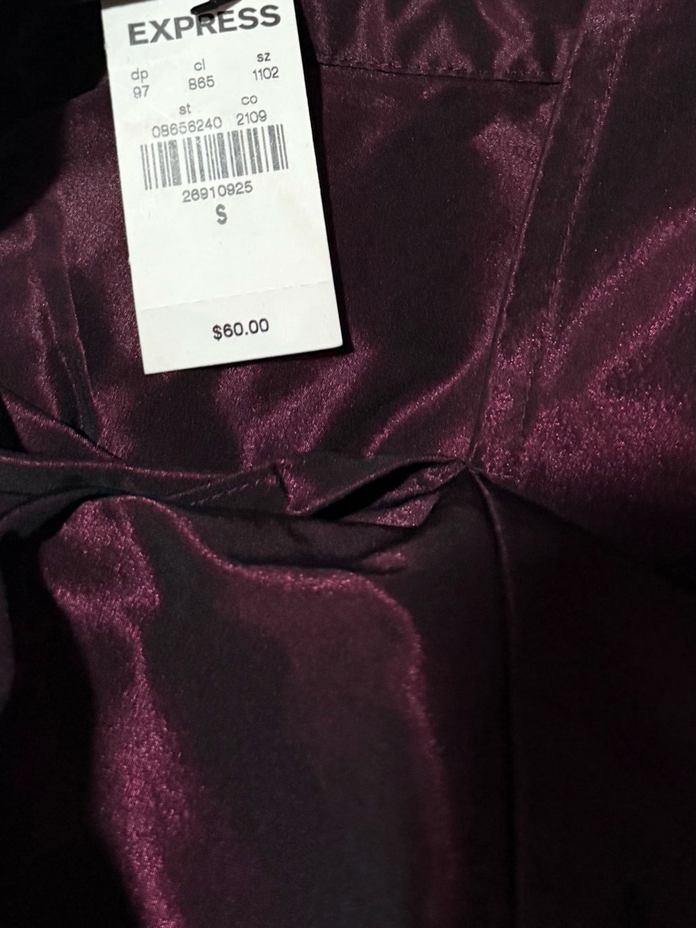 NWT Express Burgundy Puff Sleeve Blouse Size Small - Picture 4 of 5